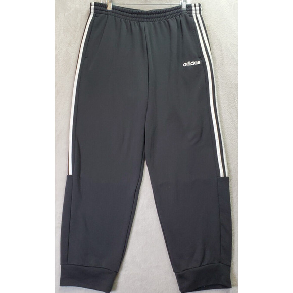 adidas Sweatpants Mens XL Black Polyester Pokets Logo‎ Tapered Leg Elastic Waist - Picture 1 of 10